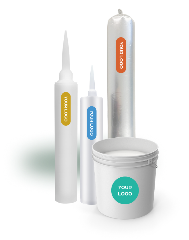 Four different types of customer-branded sealants.